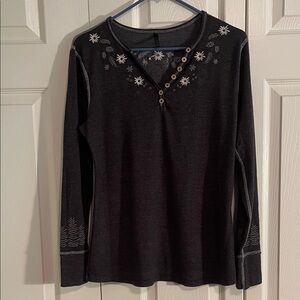 Alp N Rock Embroidered Black Long Sleeve Top